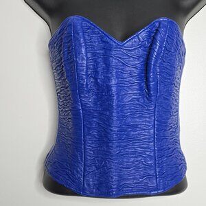 Jean Claude Jitrois Corset Size 38 Top Blue Leather Strapless Made in France